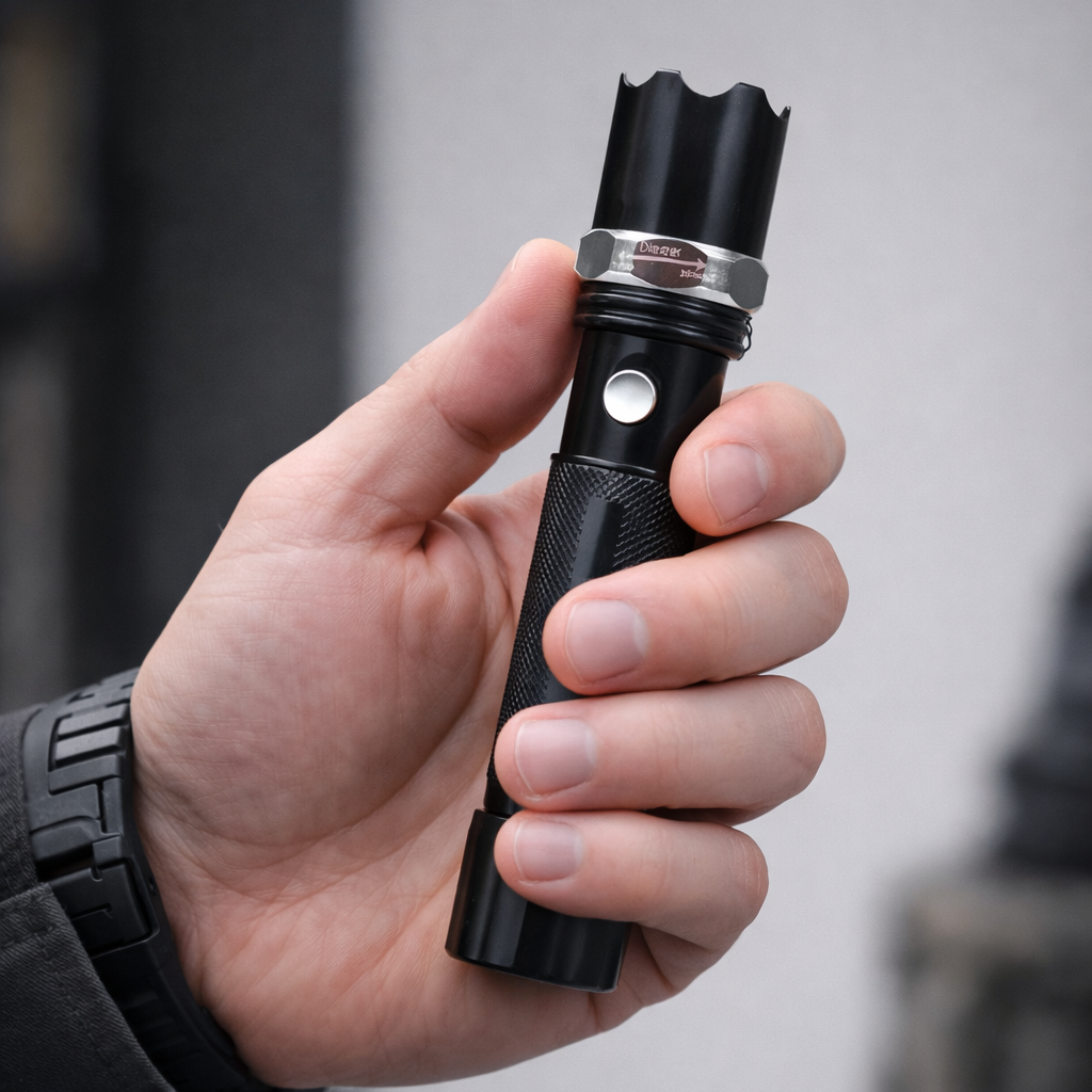 Tactical Rechargeable LED Flashlight with Shock-Resistant Body